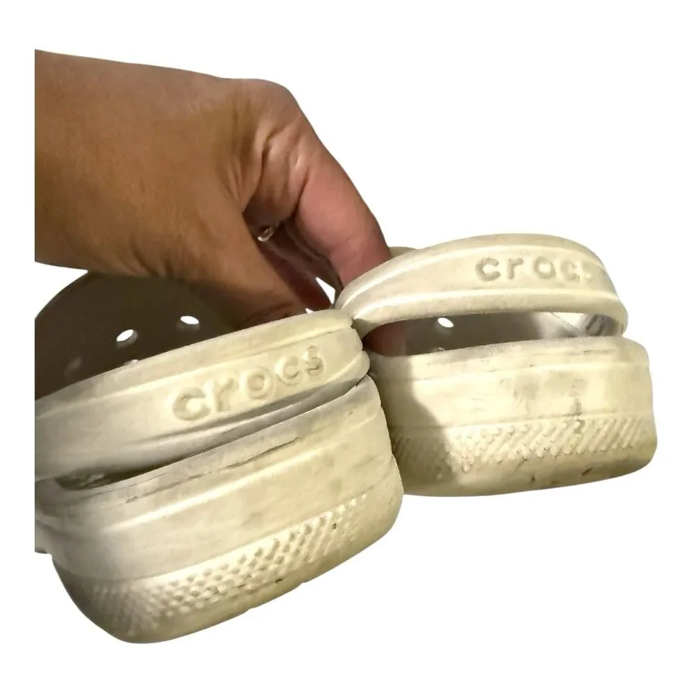 CROCS Baya Clog Slide KIDS White Sz J2 Sandals Water Shoes Waterproof Outdoors